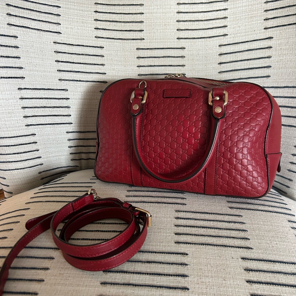 Red Microguccisima Boston Handbag